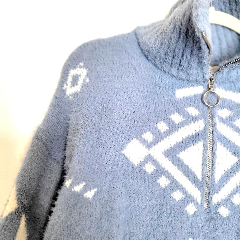 NWOT Blue Soft Knit Quarter zip Sweater Women Size Large - Picture 7 of 9